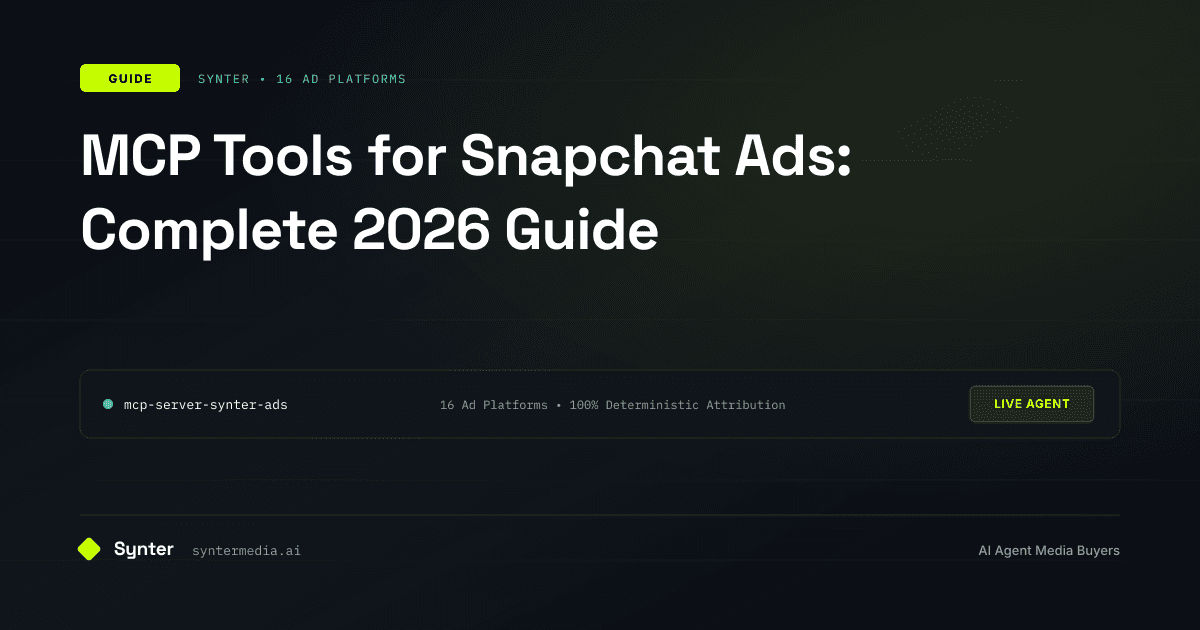 Snapchat Ads MCP & AI Connector for Claude, ChatGPT, Cursor (43 Platforms) | Synter